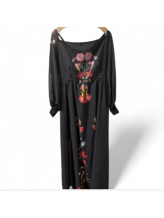 Dresses & Skirts - Maxi Dress Women's 3XL Black Floral Grunge Fairy Whimsigoth